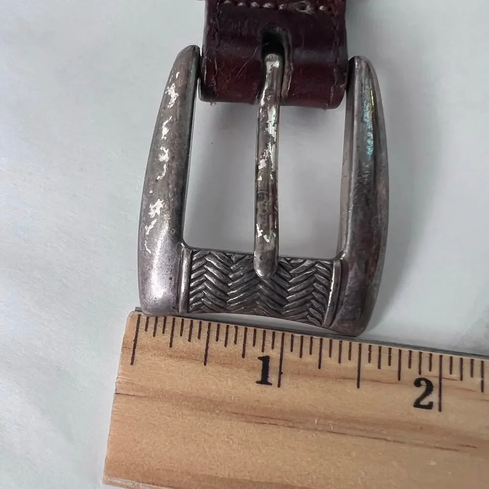 Vtg. ONYX By Brighton 2 Tone Braided Leather Belt with a Silver Buckle Size 38